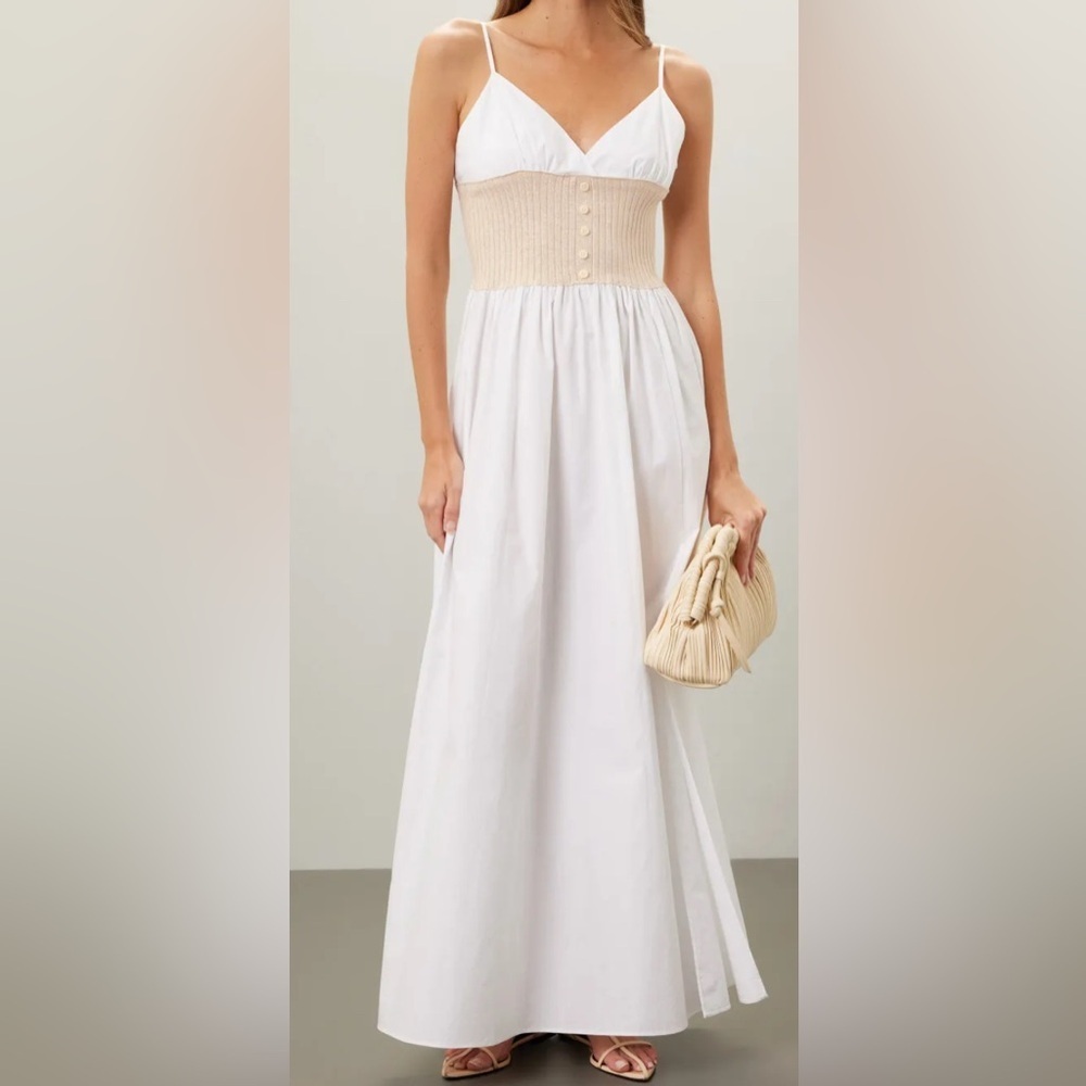 NAADAM White and Tan Maxi Dress